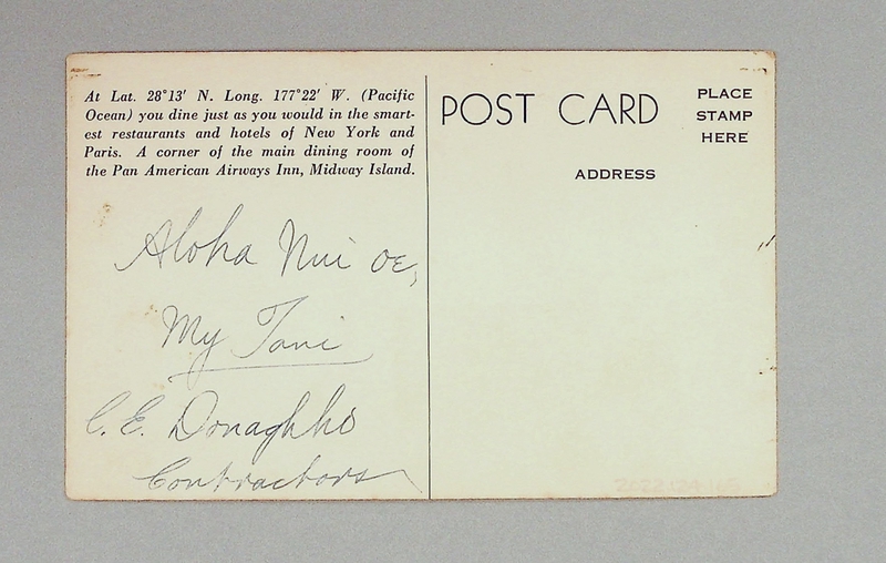 Image: postcard: Pan American Airways, Pan American Airways Inn, Midway Island