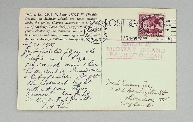 Image: postcard: Pan American Airways, Midway Island, Laysan Albatrosses