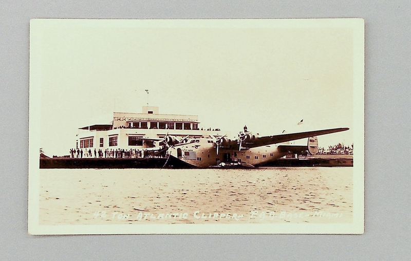 Image: postcard: Pan American Airways, Boeing 314 Atlantic Clipper, International Pan American Airport