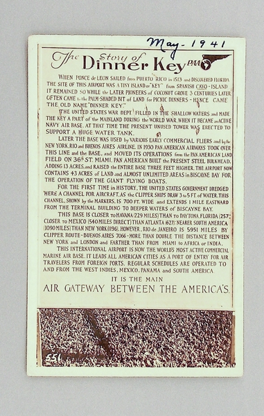 Image: postcard: Pan American Airways, The Story of Dinner Key