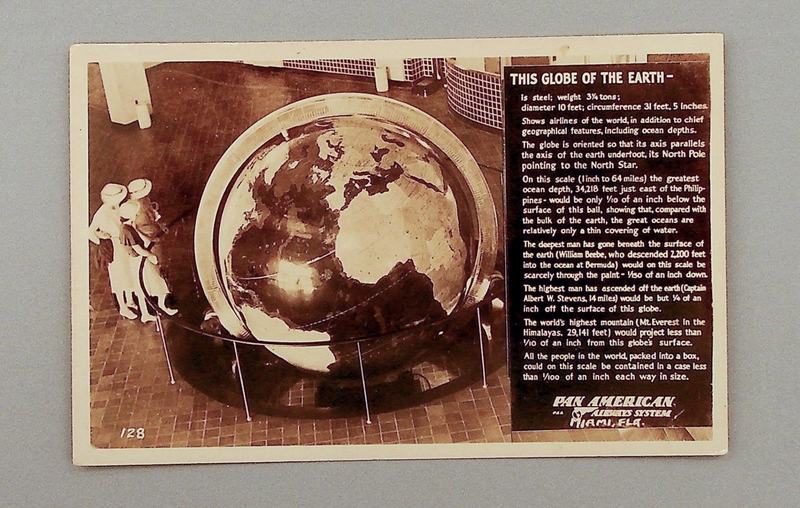 Image: postcard: Pan American Airways, Globe of the Earth, International Pan American Airport