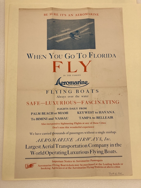 Image: poster: Aeromarine Airways, “When you go to Florida”