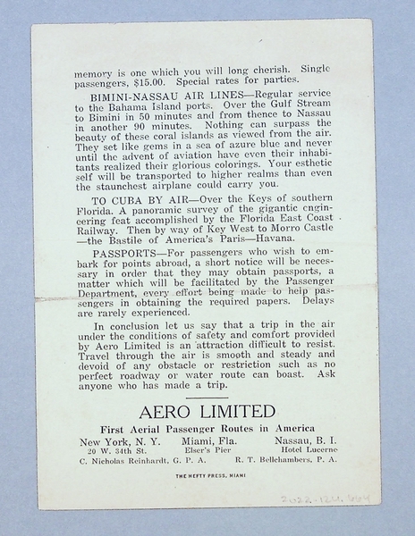 Image: brochure: Aero Limited, Inc., “Travel by Air”
