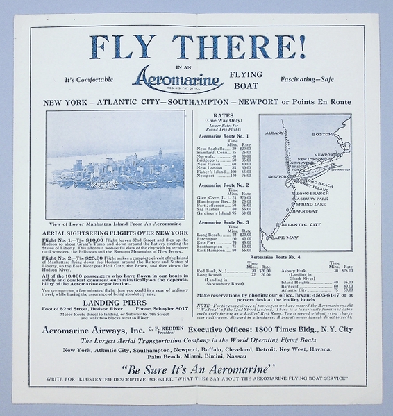 Image: brochure: Aeromarine Airways, “Fly in Aeromarine Flying Boats”