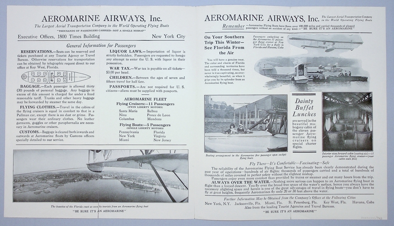 Image: fare schedule: Aeromarine Airways