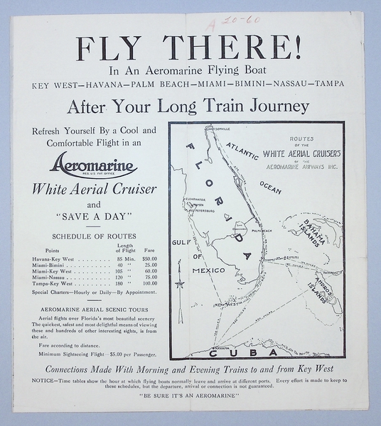 Image: fare schedule: Aeromarine Airways