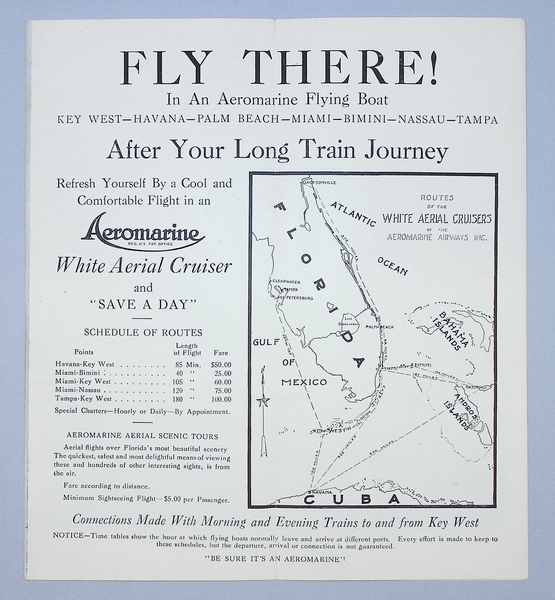 Image: fare schedule: Aeromarine Airways