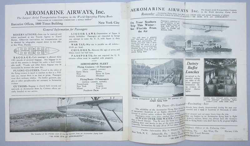 Image: fare schedule: Aeromarine Airways