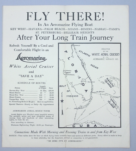 Image: fare schedule: Aeromarine Airways