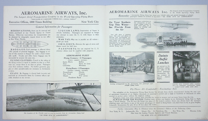 Image: fare schedule: Aeromarine Airways