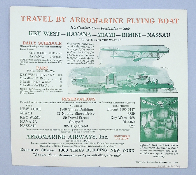 Image: fare schedule: Aeromarine Airways,