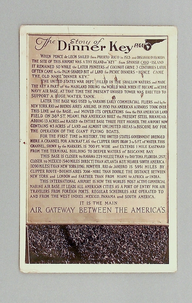 Image: postcard: Pan American Airways, The Story of Dinner Key