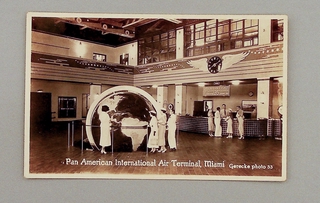 Image: postcard: Pan American Airways, Globe of the Earth, Pan American International Air Terminal