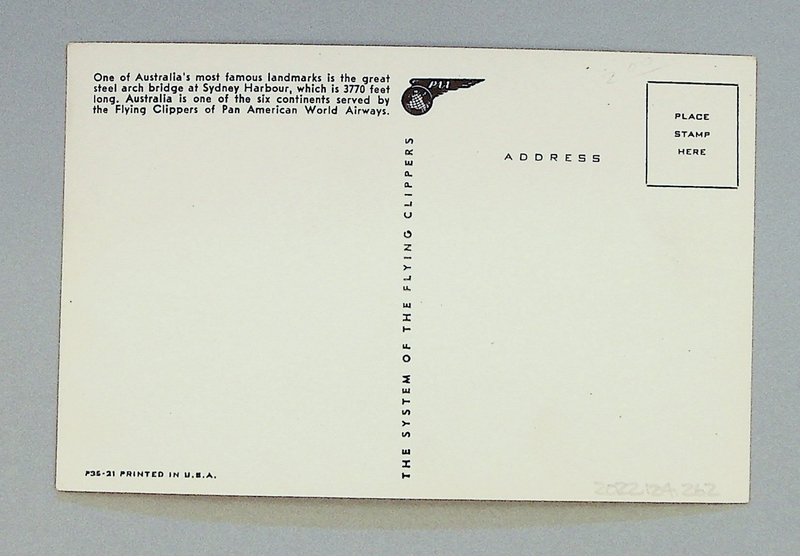 Image: postcard: Pan American Airways, Sydney Harbour Bridge