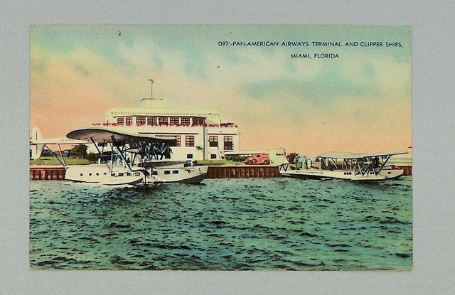Postcard: Pan American Airways, Consolidated Commodore, Pan American Airways terminal