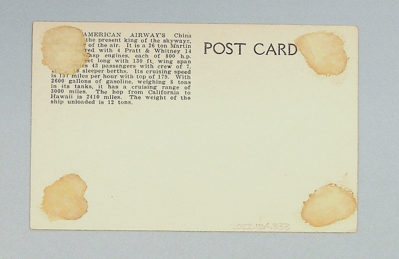 Image: postcard: Pan American Airways, Sikorsky S-42 Brazilian Clipper