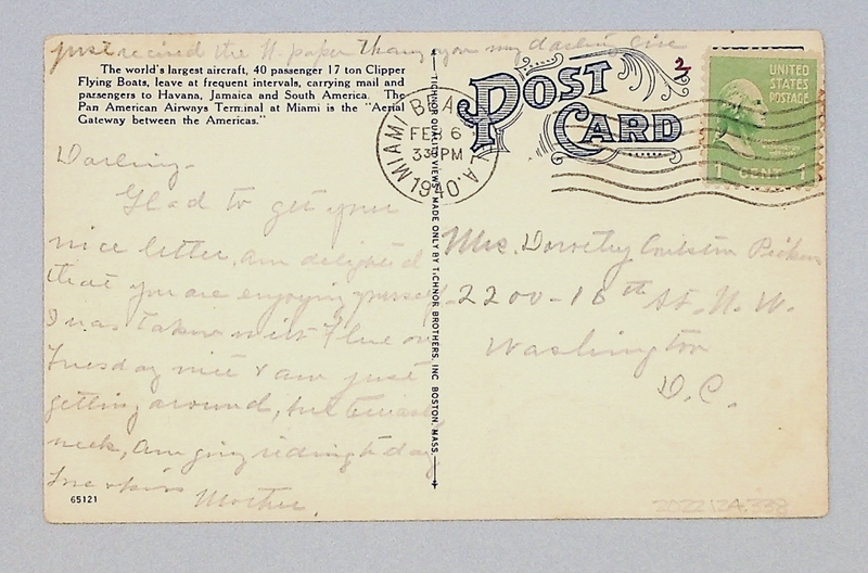 Image: postcard: Pan American Airways, Pan American Airways Terminal