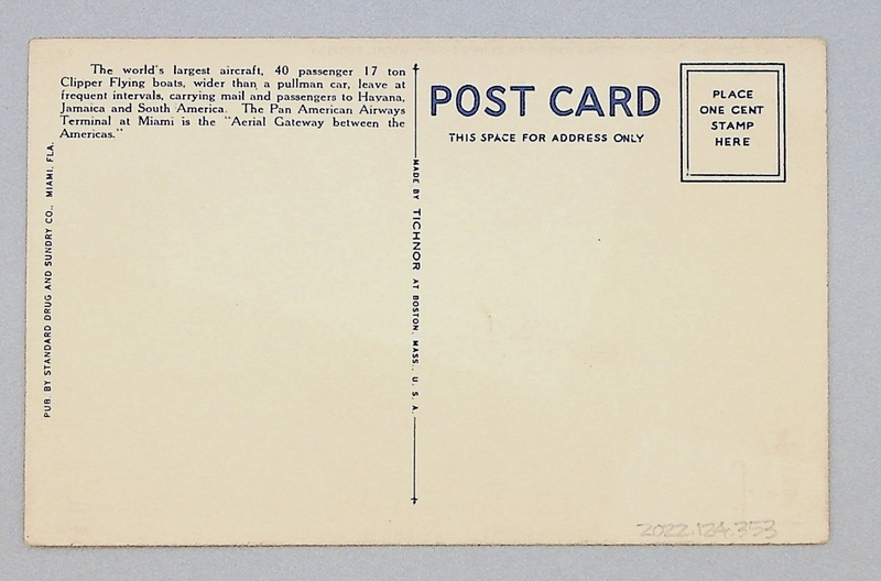 Image: postcard: Pan American Airways, Sikorsky S-42 Brazilian Clipper