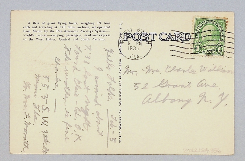 Image: postcard: Pan American Airways, Sikorsky S-42 West Indies Clipper