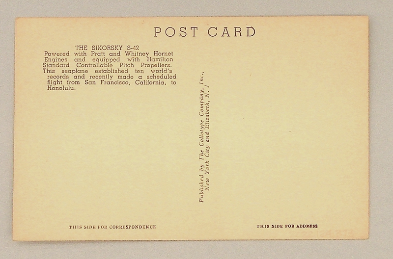 Image: postcard: Pan American Airways, Sikorsky S-42