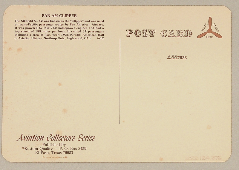 Image: postcard: Pan American Airways, Sikorsky S-42