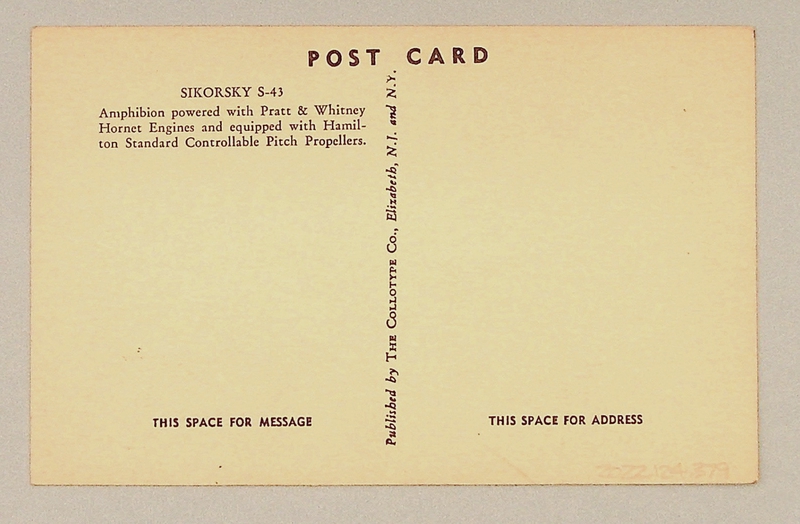 Image: postcard: Pan American Airways, Sikorsky S-43