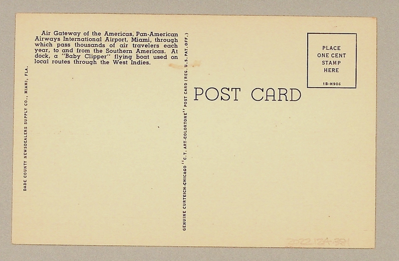 Image: postcard: Pan American Airways, Sikorsky S-43, Dinner Key