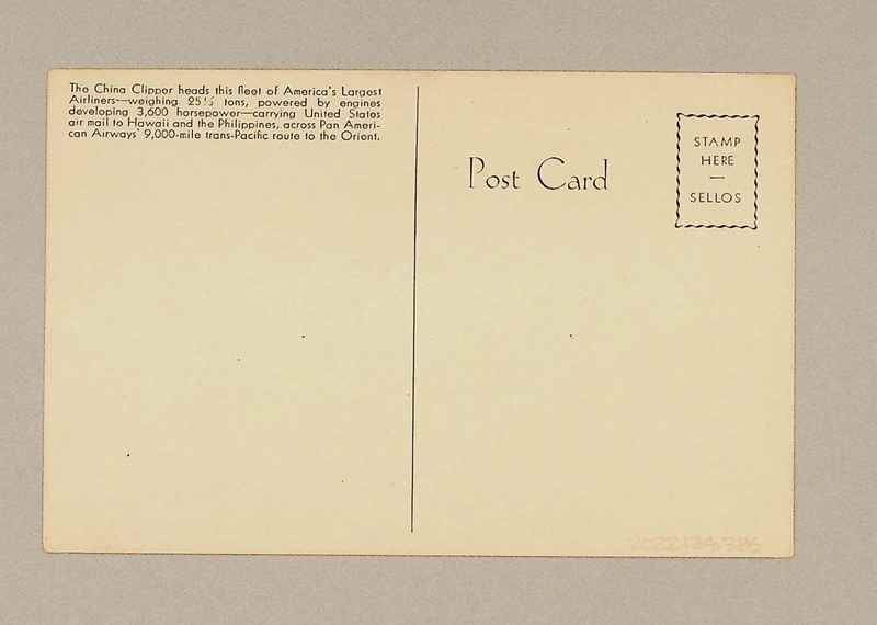 Image: postcard: Pan American Airways, Martin M-130 China Clipper