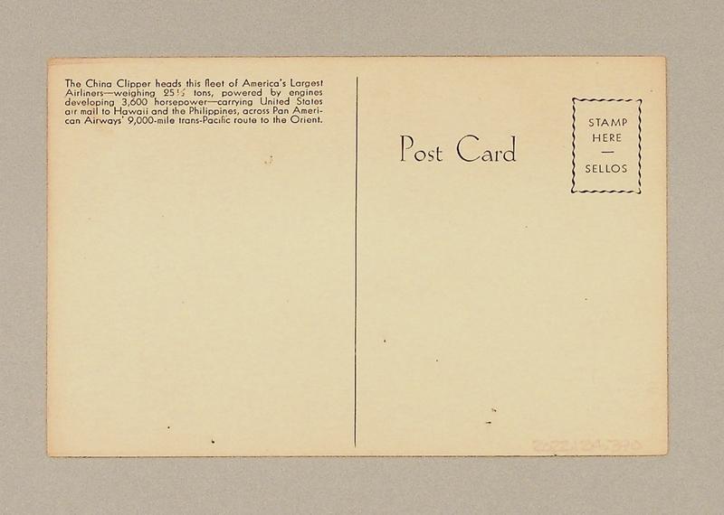 Image: postcard: Pan American Airways, Martin M-130 China Clipper