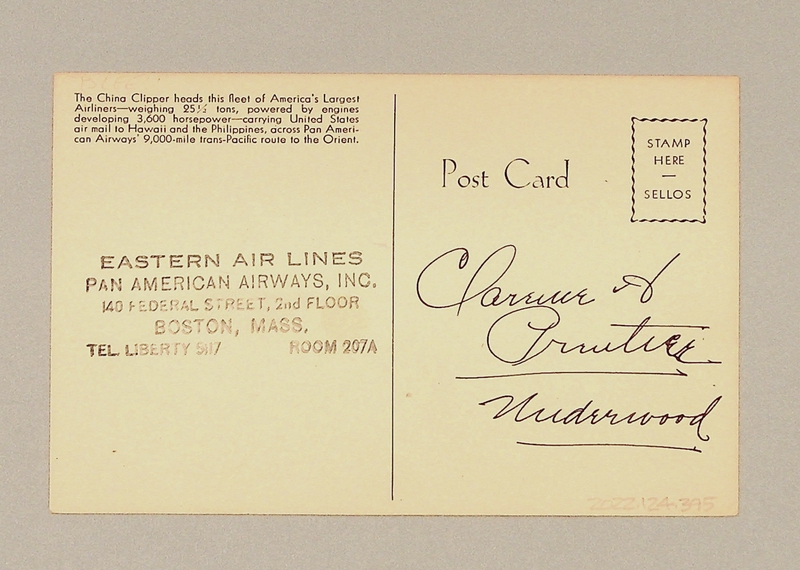 Image: postcard: Pan American Airways, Martin M-130 China Clipper