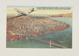Image: postcard: Pan American Airways, Martin M-130, San Francisco-Oakland Bay Bridge