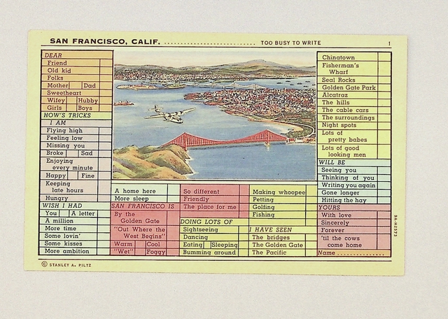 Postcard: Pan American Airways, Martin M-130, San Francisco, Calif.