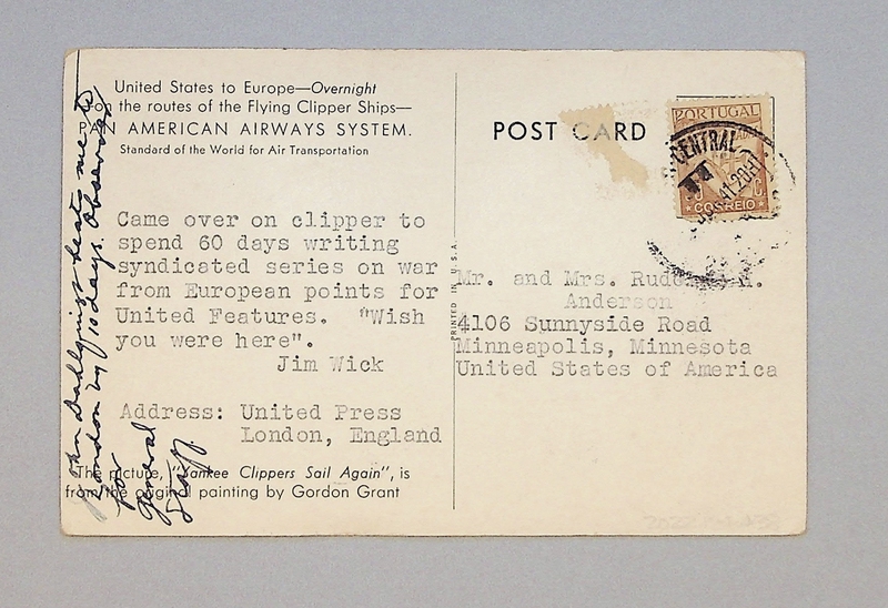 Image: postcard: Pan American Airways, Boeing 314 Clipper