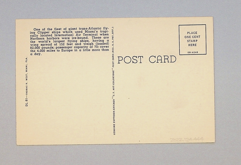 Image: postcard: Pan American Airways, Boeing 314 Clipper