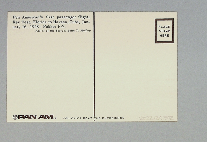Image: postcard: Pan American Airways, Fokker F-7