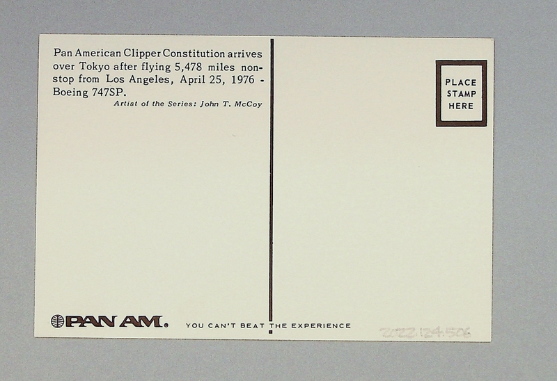 Image: postcard: Pan American World Airways, Boeing 747SP