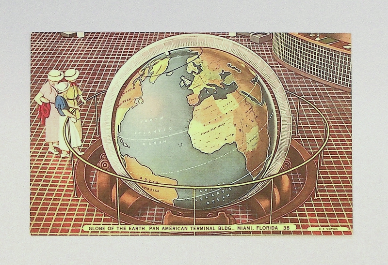 Image: postcard: Pan American Airways, Globe of the Earth, International Pan American Airport