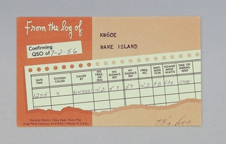 Image: postcard: QSL card, Wake Island