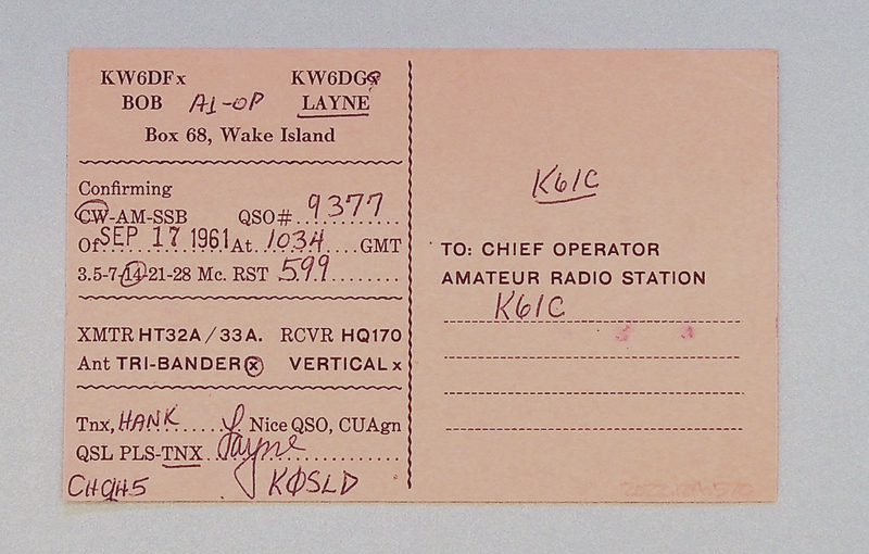 Image: postcard: QSL card, Wake Island