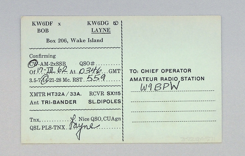 Image: postcard: QSL card, Wake Island