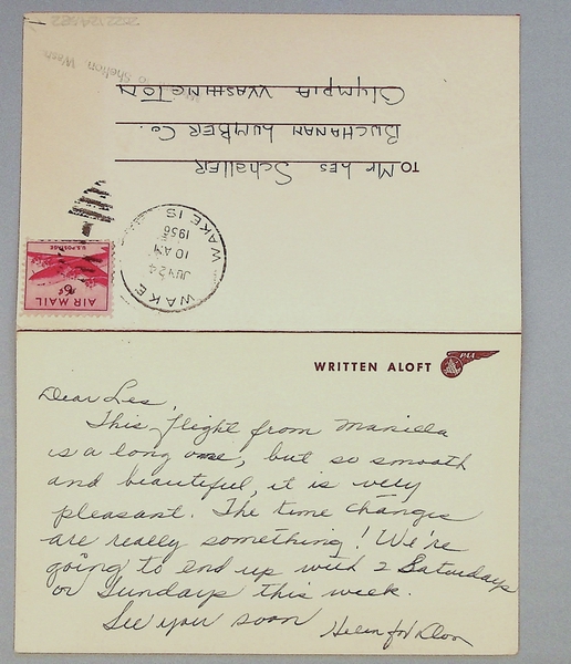 Image: postcard: Pan American World Airways, flight log