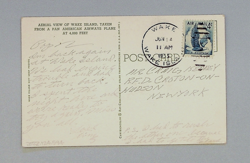 Image: postcard: Pan American World Airways, Wake Island, aerial image