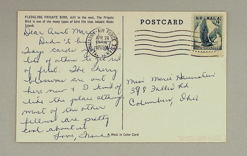 Image: postcard: Wake Island, frigate bird