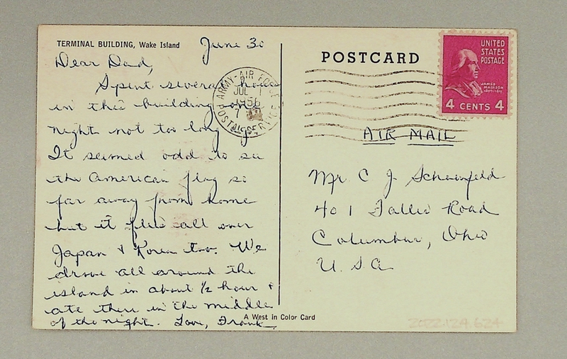 Image: postcard: Pan American Airways, Wake Island, terminal building