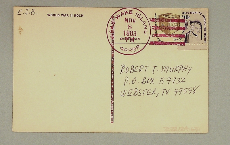 Image: postcard: Wake Island, World War II Rock