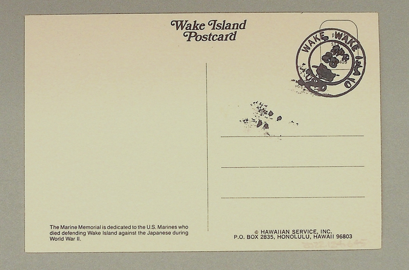 Image: postcard: Wake Island, U.S. Marine Memorial