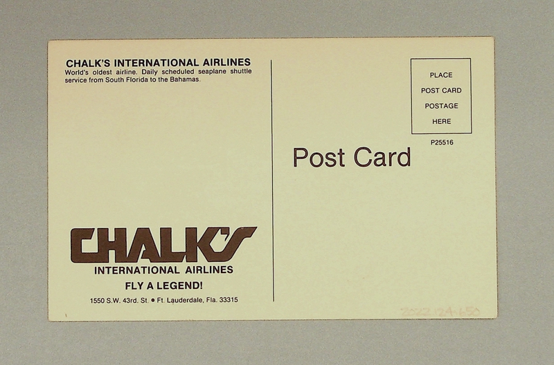 Image: postcard: Chalk’s International Airlines, Grumman G-73 Mallard