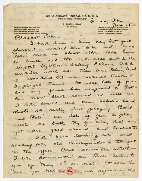 Image: correspondence: Harold M. Bixby to Debby Bixby