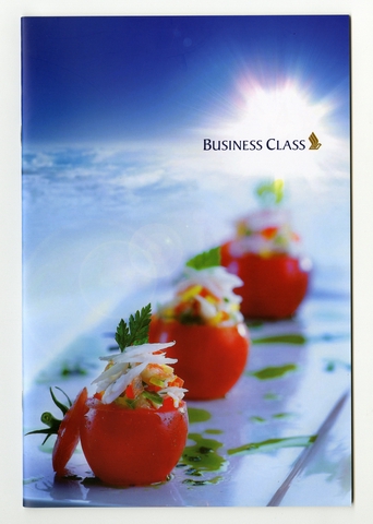 Menu: Singapore Airlines, business class