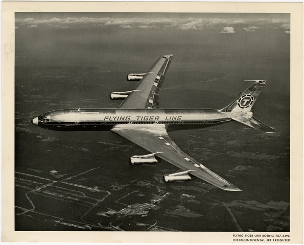 Promotional print: Flying Tiger Line, Boeing 707-349C